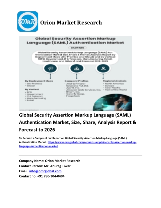 Global Security Assertion Markup Language (SAML) Authentication Market Trends, Size, Competitive Analysis and Forecast 2