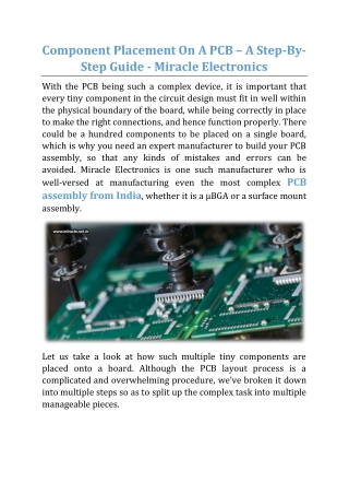 Component Placement On A PCB – A Step-By-Step Guide - Miracle Electronics