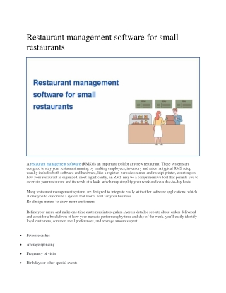 Restaurant management software for small restaurants