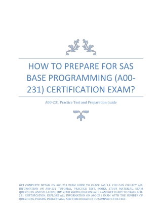 How to Prepare for SAS Base Programming (A00-231) Certification Exam?