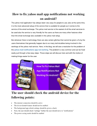 How to fix yahoo mail app notifications not working on android?