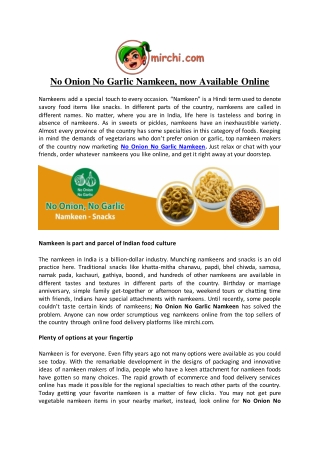 No Onion No Garlic Namkeen, now Available Online