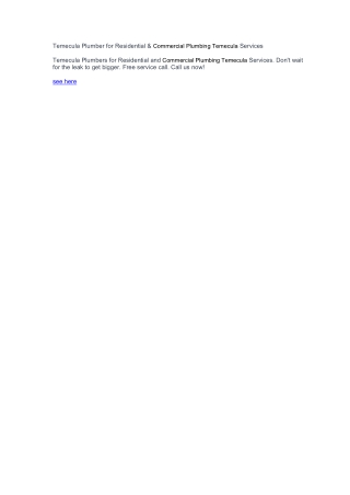 Temecula Plumber for Residential & Commercial Plumbing Temecula Services