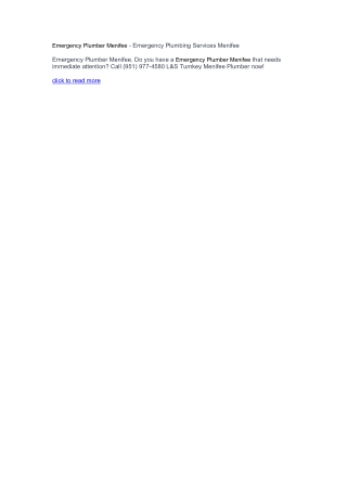 Emergency Plumber Menifee - Emergency Plumbing Services Menifee