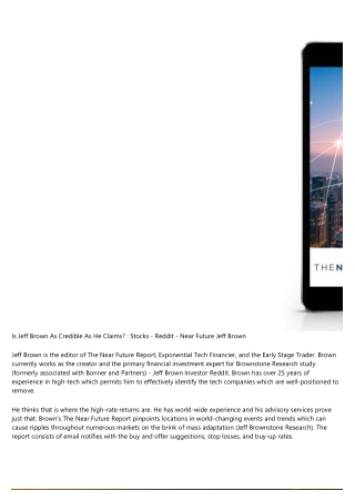Investing In Technology According To Jeff Brown's Near Future ... - Who Is Investor Jeff Brown