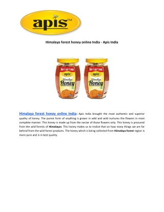 Himalaya forest honey online India - Apis India