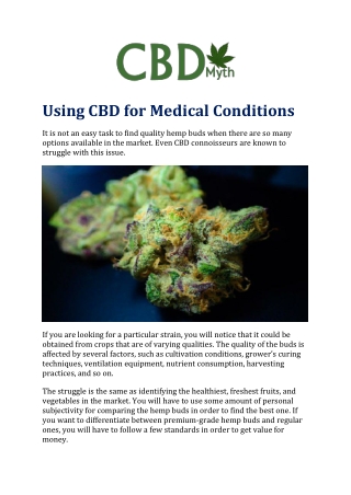 Using CBD for Medical Conditions