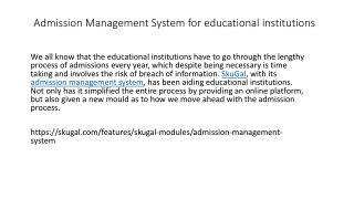 Admission Management System for educational institutions