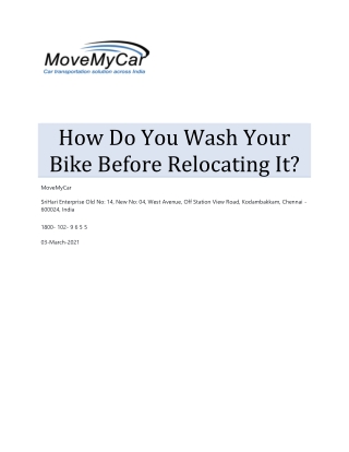 How do you wash your bike before relocating it?