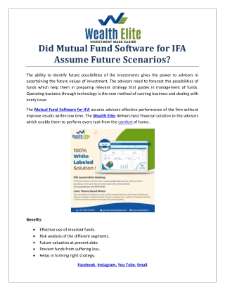 Why Mutual Fund Software for IFA Delivers Summary of Accounts?