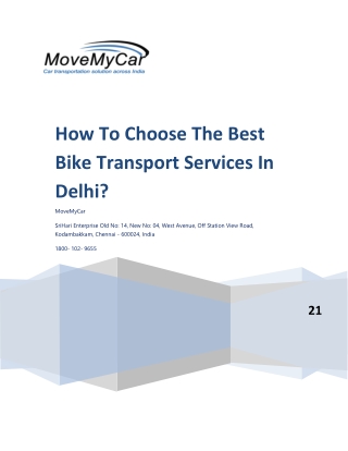 How to Choose the Best Bike Transport Services in Delhi?