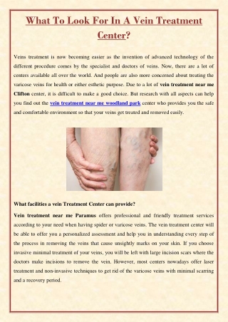 What To Look For In A Vein Treatment Center?