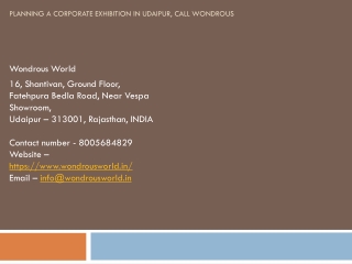 Planning a Corporate Exhibition in Udaipur, Call Wondrous