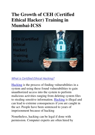 The Growth of CEH (Certified Ethical Hacker) Training in Mumbai-ICSS