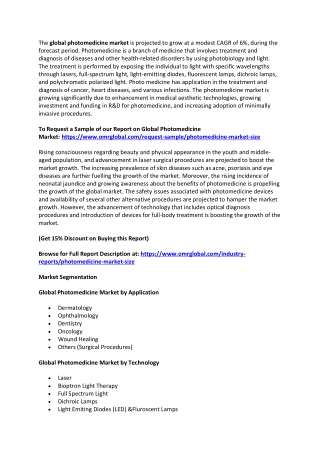 Global Photomedicine Market 2019 : Global Industry Analysis Report to 2025
