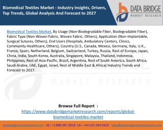 Biomedical Textiles Market - Industry Insights, Drivers, Top Trends, Global Analysis And Forecast to 2027