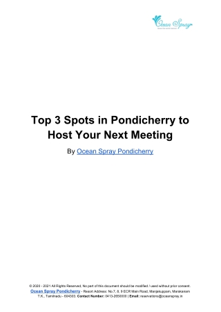 Top 3 Spots in Pondicherry to Host Your Next Meeting