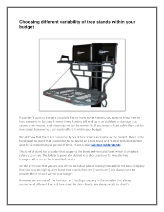 Choosing different variability of tree stands within your budget