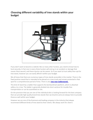 Choosing different variability of tree stands within your budget