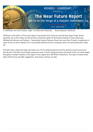 Jeff Brown Investing - Google Sites - Jeff Brown Stock Market Prediction