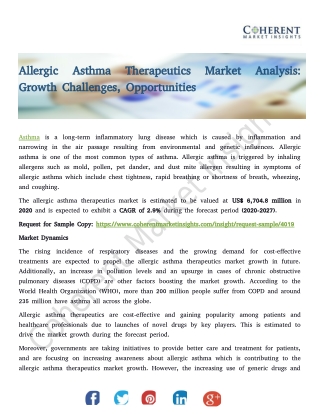 Allergic Asthma Therapeutics Market Analysis: Growth Challenges, Opportunities