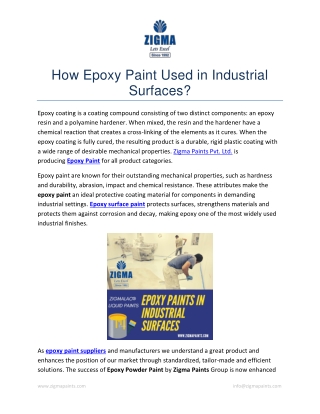 How Epoxy Paint Used in Industrial Surfaces?
