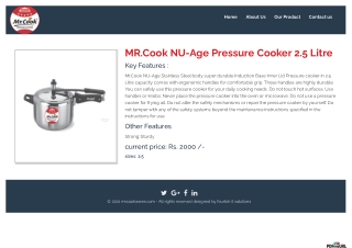 MR.Cook NU-Age Pressure Cooker 2.5 Litre