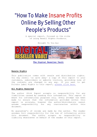 How To Make Insane Profits With Resale Rights