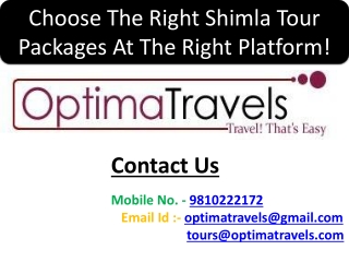 Choose The Right Shimla Tour Packages At The Right Platform!