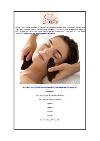 Professional Anti Aging Treatment in Oakville | Skinbeautyandbeyond.com