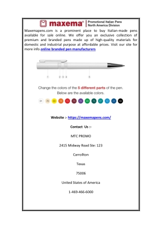 Online Branded Pen Manufacturers | Maxemapens.com