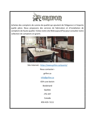 Achetez Votre comptoir en Quartz | GRIFON