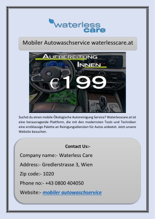 Mobiler Autowaschservice           waterlesscare.at