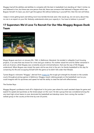 24 Hours To Improving Muggsy Bogues And Shaq