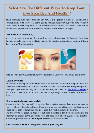 What Are The Different Ways To Keep Your Eyes Sparkled And Healthy?