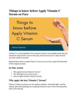 When to the Apply Vitamin C Serum on Face