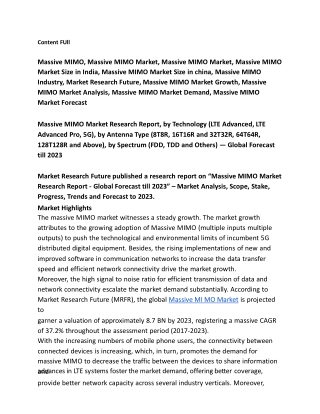 Massive MIMO Market Strategies and Insight Driven Transformation 2023