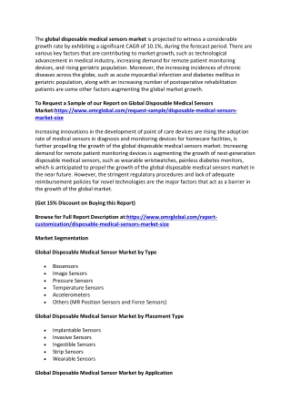 Global Disposable Medical Sensors Market 2019  Size, Growth Analysis Report, Forecast to 2025