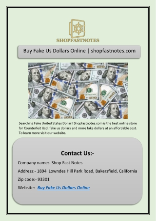 Buy Fake Us Dollars Online | shopfastnotes.com