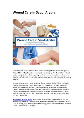 Wound Care in Saudi Arabia