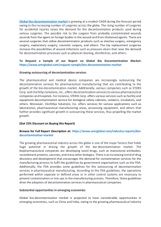 Global Bio Decontamination Market  Trends , Size, Competitive Analysis and Forecast - 2019-2025