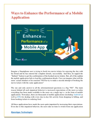 Ways to Enhance the Performance of a Mobile Application