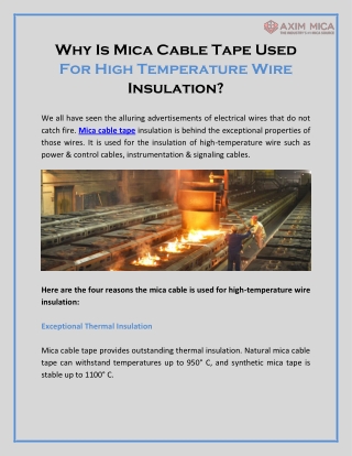 Why Is Mica Cable Tape Used For High Temperature Wire Insulation?