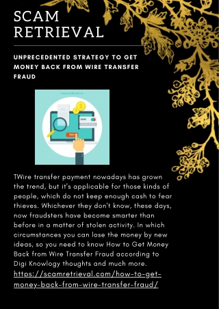 Unprecedented Strategy  to Get Money Back from Wire Transfer Fraud