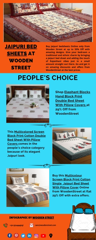 Order Jaipuri Bed Sheets Online from WoodenStreet at best prices