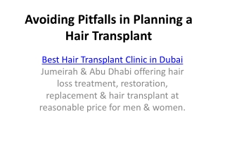 Avoiding Pitfalls in Planning a Hair Transplant