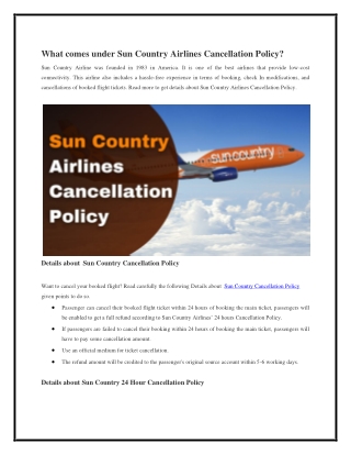 What comes under Sun Country airlines cancellation policy?