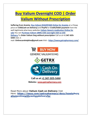 Buy Valium Overnight COD | Order Valium Without Prescription