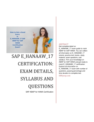 SAP E_HANAAW_17 Certification: Exam Details, Syllabus and Questions